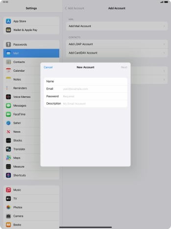 Press Email and key in your email address.