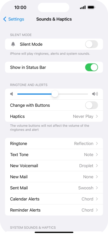 Press the indicator next to 