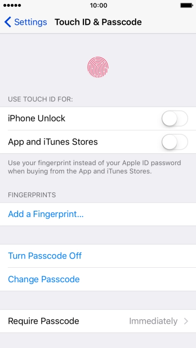 Press Turn Passcode Off and key in the phone lock code.