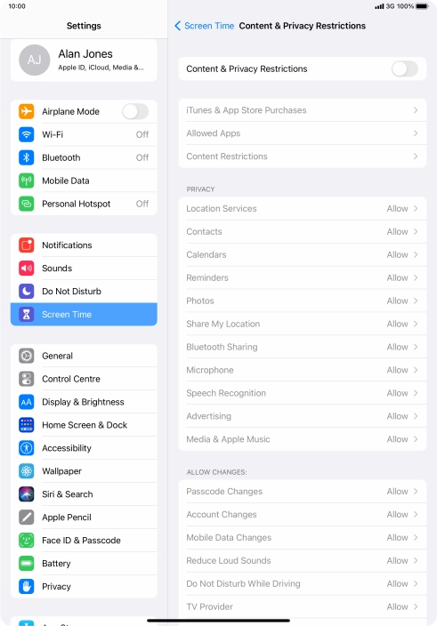 Press the indicator next to 