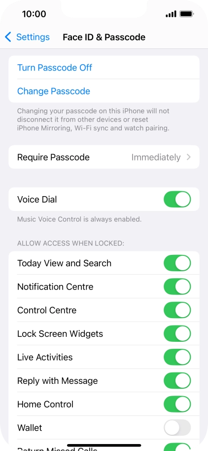 Press Turn Passcode Off and key in the phone lock code.