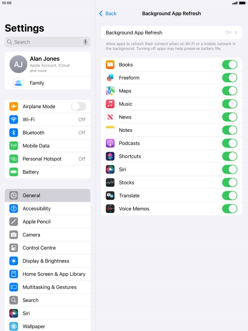 Press Background App Refresh. Press Background App Refresh.