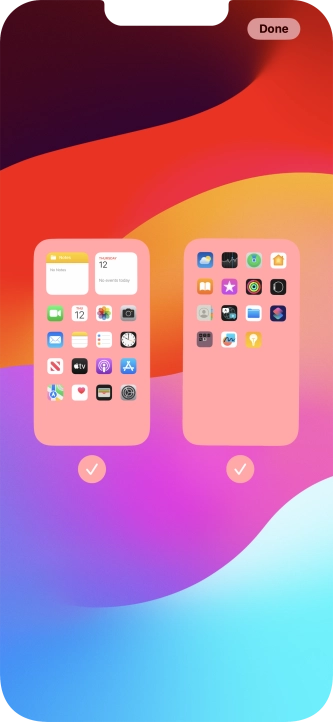 Press the fields below the required home screens to select or deselect them.