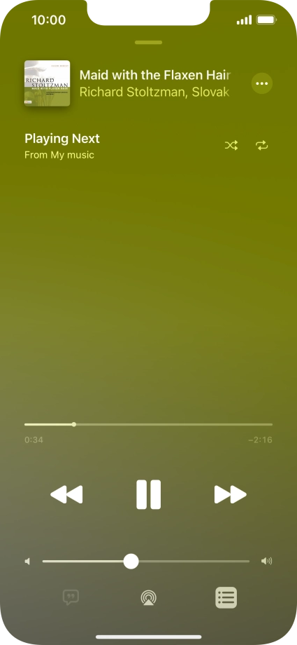 Press the shuffle icon to turn the function on or off.