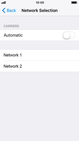 Press the indicator to turn automatic network selection on or off.