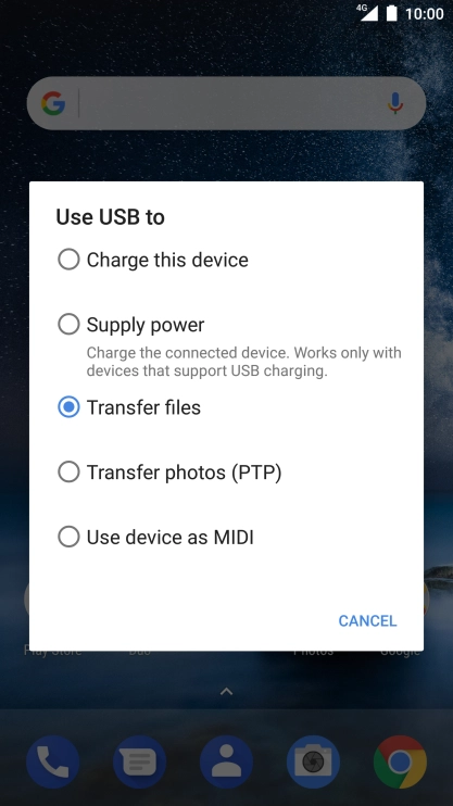 Press Transfer files.