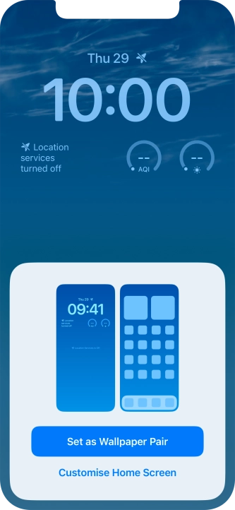 To use the same colour theme on the home screen, press Set as Wallpaper Pair.