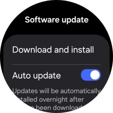 Press Download and install. If a new software version is available, it's displayed. Follow the instructions on the screen to update the smartwatch software.