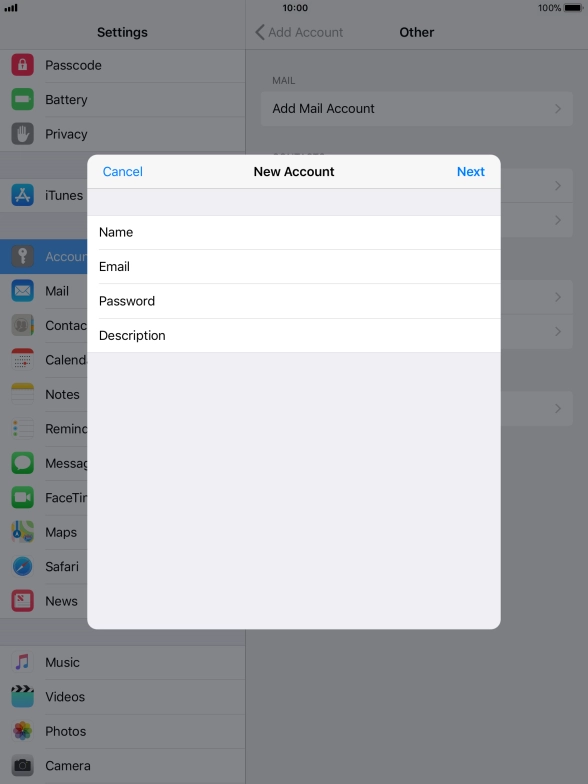 Press Description and key in the required name.