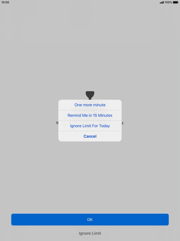 Press the required setting.
