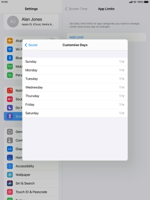 Press the required days.
