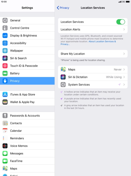 Press the required application.