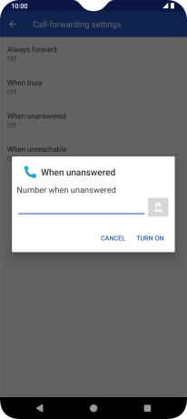 Key in +61414121121 and press TURN ON.