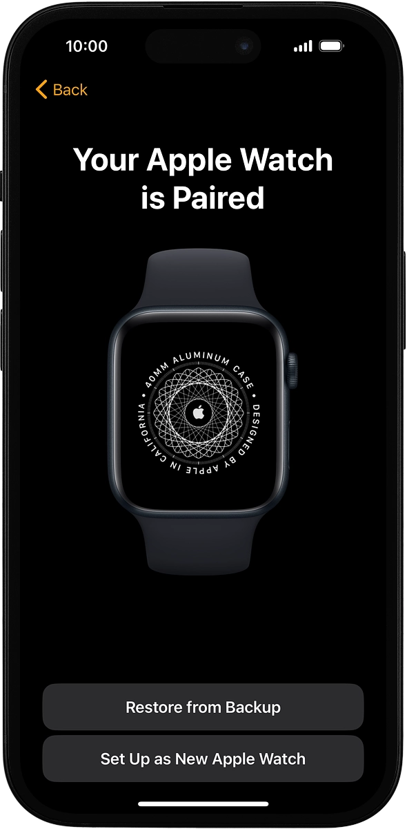 On your phone: Press Set Up as New Apple Watch.