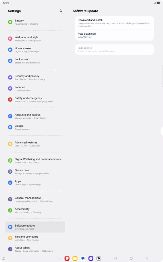 Press Download and install. If a new software version is available, it's displayed. Follow the instructions on the screen to update the tablet software. Press Download and install. If a new software version is available, it's displayed. Follow the instructions on the screen to update the tablet software.