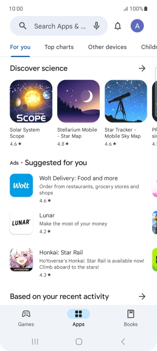 Press the search field.