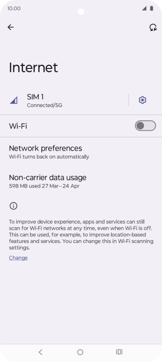 Press the indicator next to 