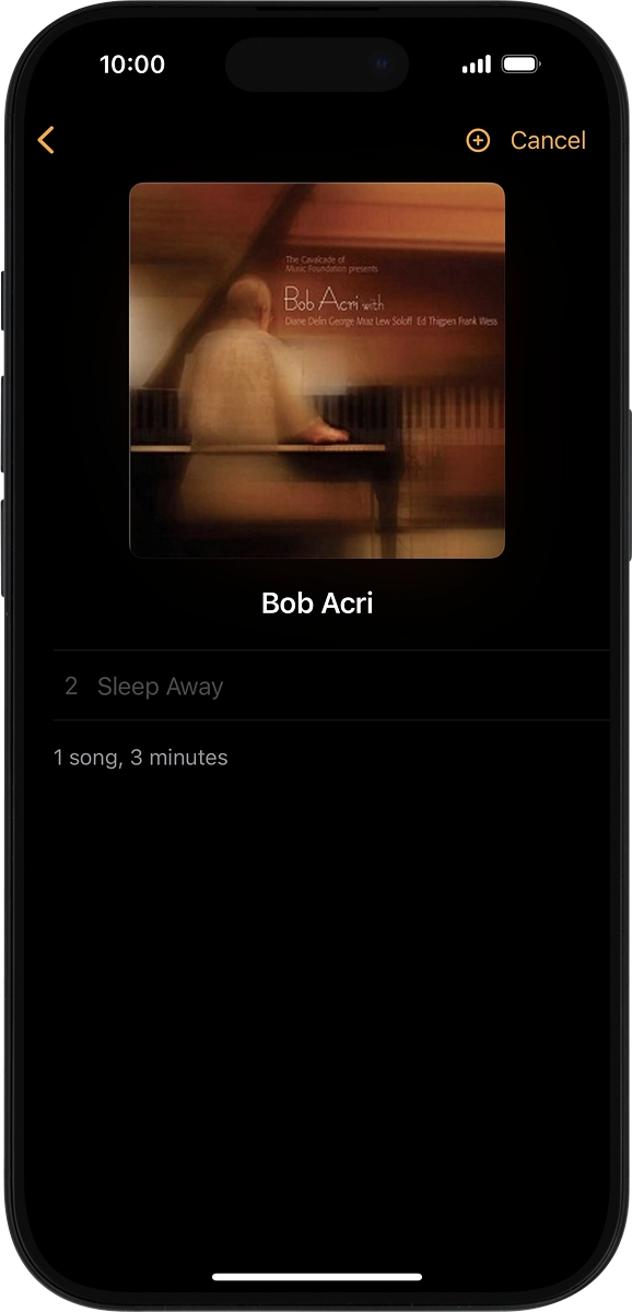 On your phone: Press the add icon to transfer the audio files to your Apple Watch.