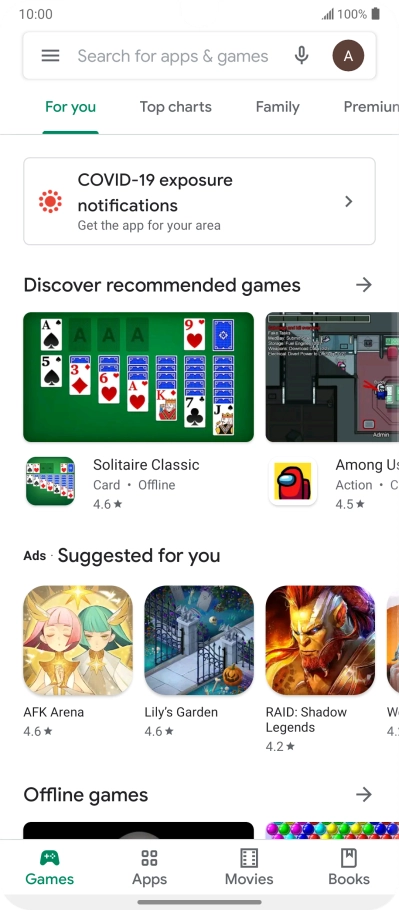 Press the search field.