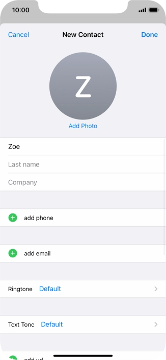 Press Last name and key in the last name. Press Last name and key in the last name.