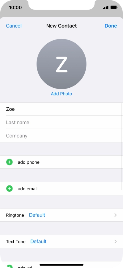 Press Last name and key in the last name. Press Last name and key in the last name.