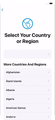 Press the required country or area.