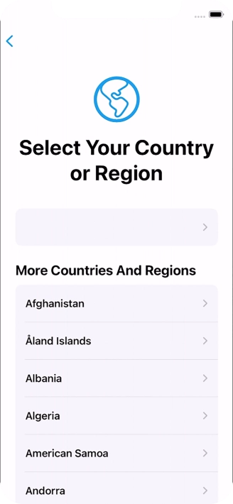 Press the required country or area.