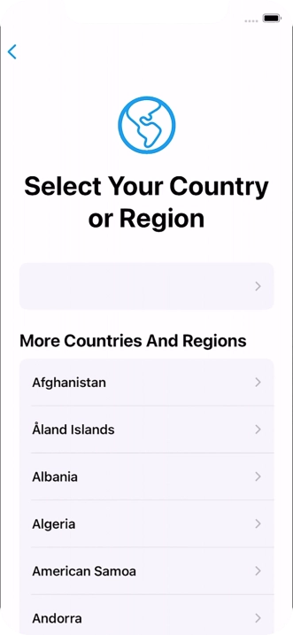Press the required country or area.