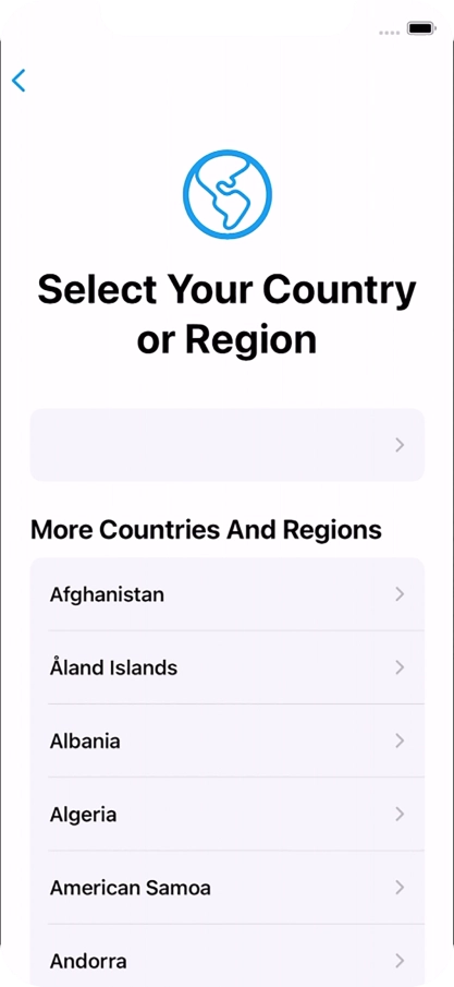 Press the required country or area.