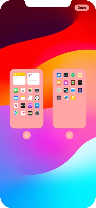 Press the fields below the required home screens to select or deselect them.