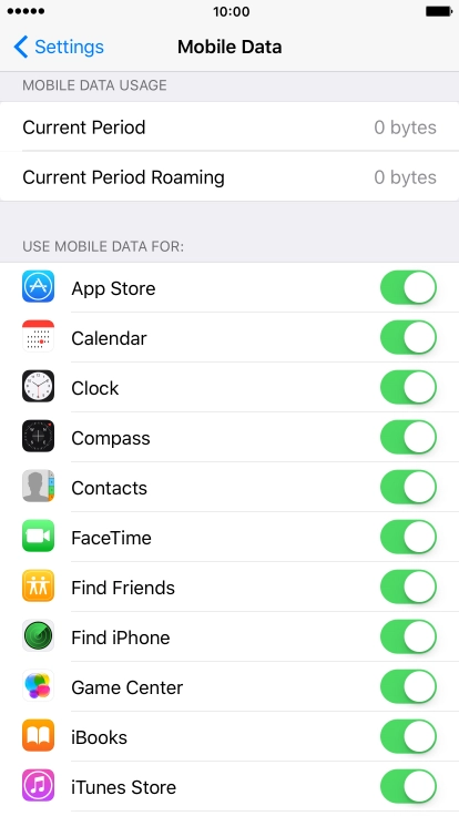The data usage is displayed below MOBILE DATA USAGE.