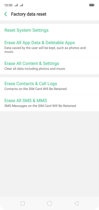 Press Erase All Content & Settings.