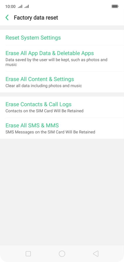 Press Erase All Content & Settings.