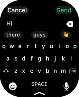 Press the microphone icon and record the message.
