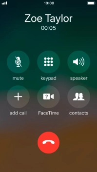Press the end call icon to end the call.