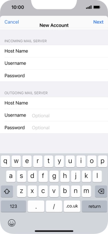 Press Username and key in the username for your email account. Please note that if you're using Vodafone's outgoing server, leave the username field empty.