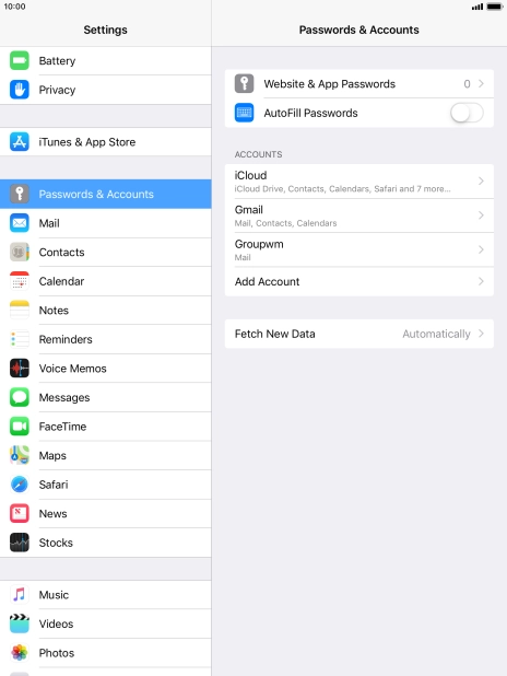 Press the required account.