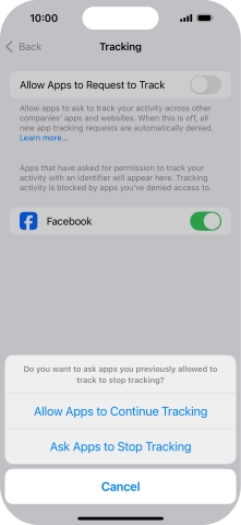 If you turn off the function, press the required setting.
