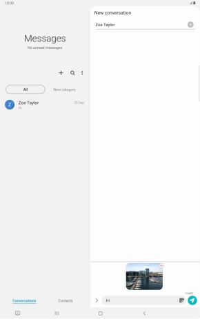 Press the send icon when you've finished your picture message.