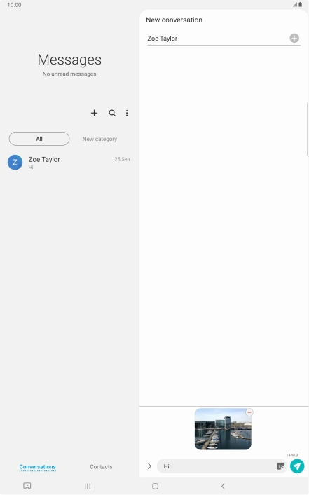Press the send icon when you've finished your picture message.