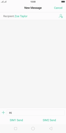 Press ‹SIM› Send when you've written your text message.
