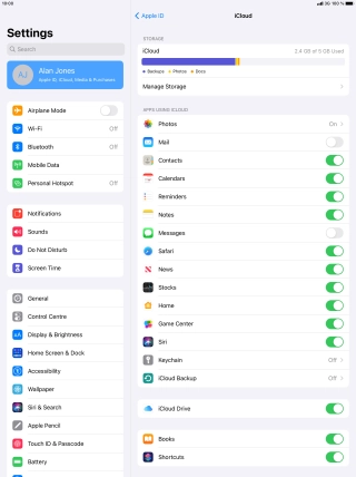 Press iCloud Backup.
