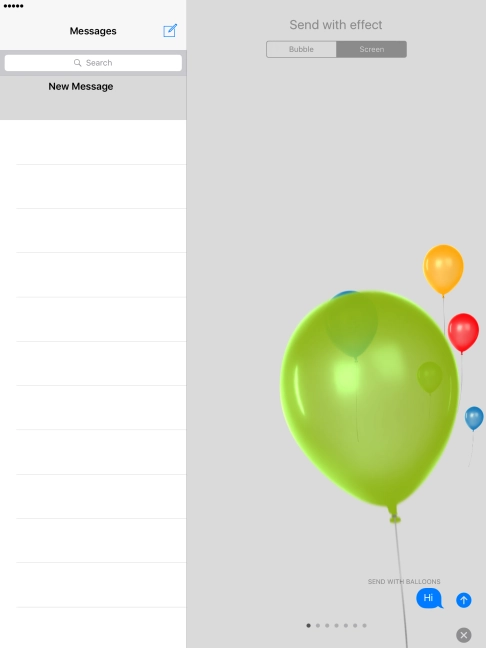 Press the send icon when you've selected the required effect for your iMessage. Press the send icon when you've selected the required effect for your iMessage.