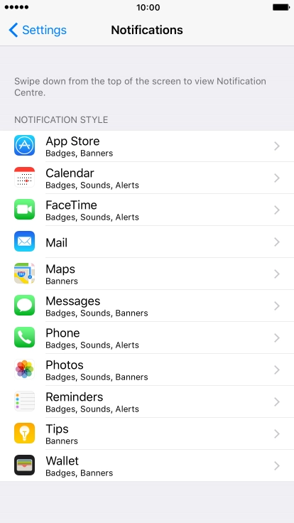 Press the required application.
