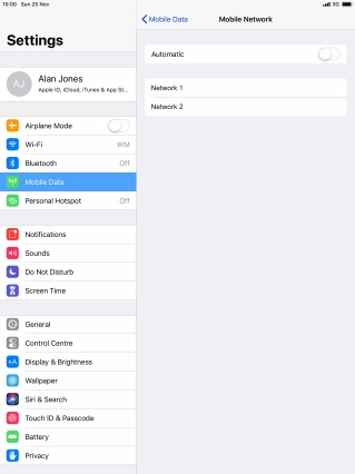 If you turn off the function, press the required network.