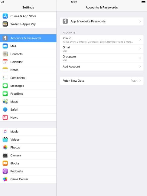 Press the required account.