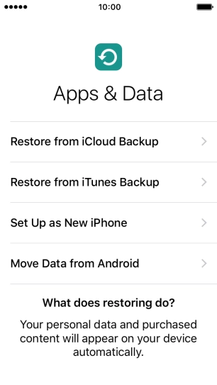Press Restore from iCloud Backup.