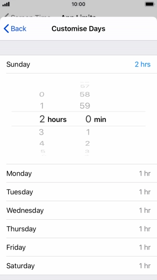Select the required time limit.