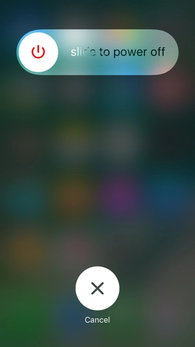 Press and drag the power off icon right.