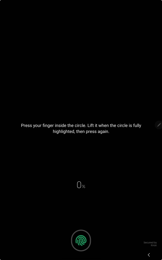 Follow the instructions on the screen to create the lock code using your fingerprint. Follow the instructions on the screen to create the lock code using your fingerprint.